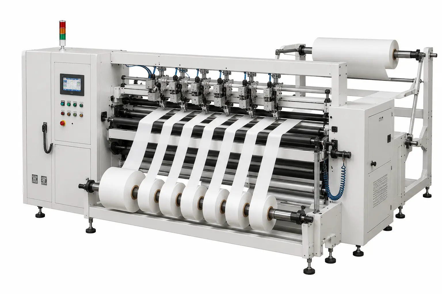 Fully Automatic Ultrasonic Fabric Slitting & Rewinding Machine